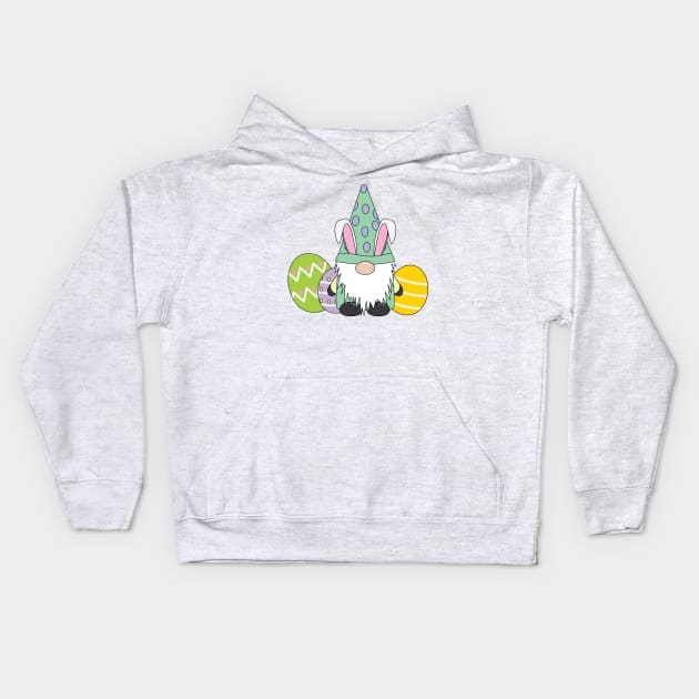 Green Easter Gnome Garden Gnome Kids Hoodie by KevinWillms1